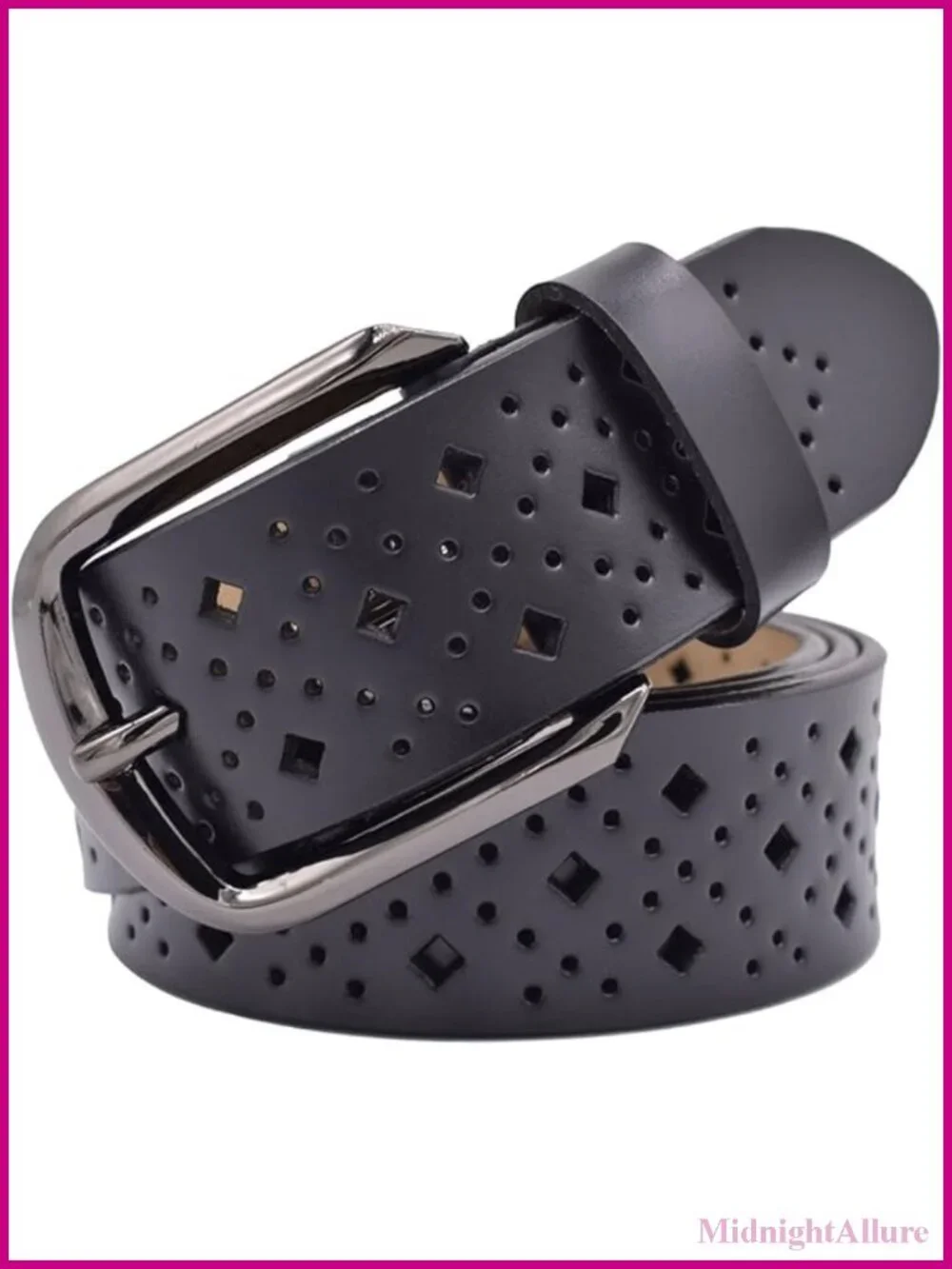 Hollow Leather Belt for Women Soft Leather Waist Belt with Pin Buckle
